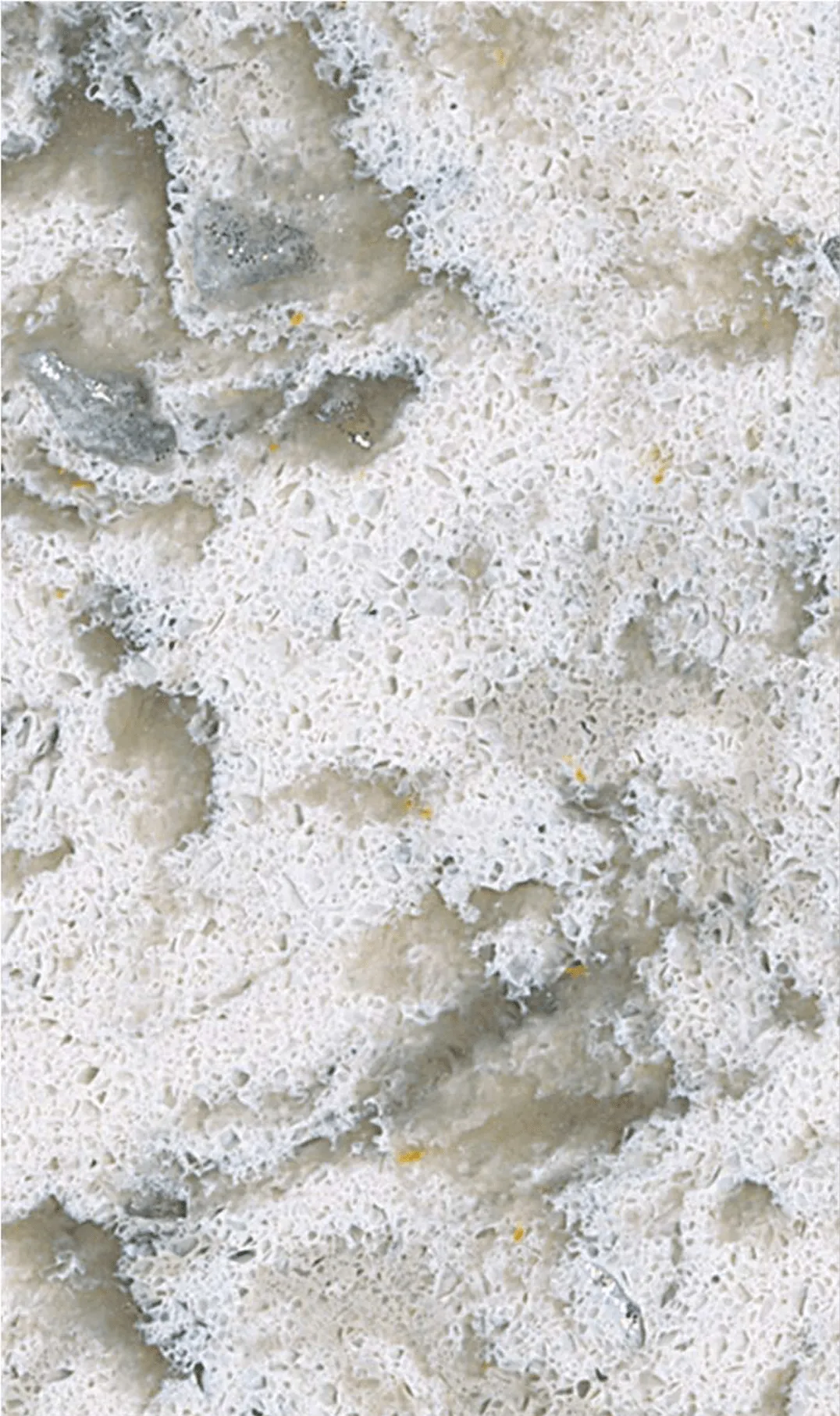 Warm beige countertop sample with large stone chips